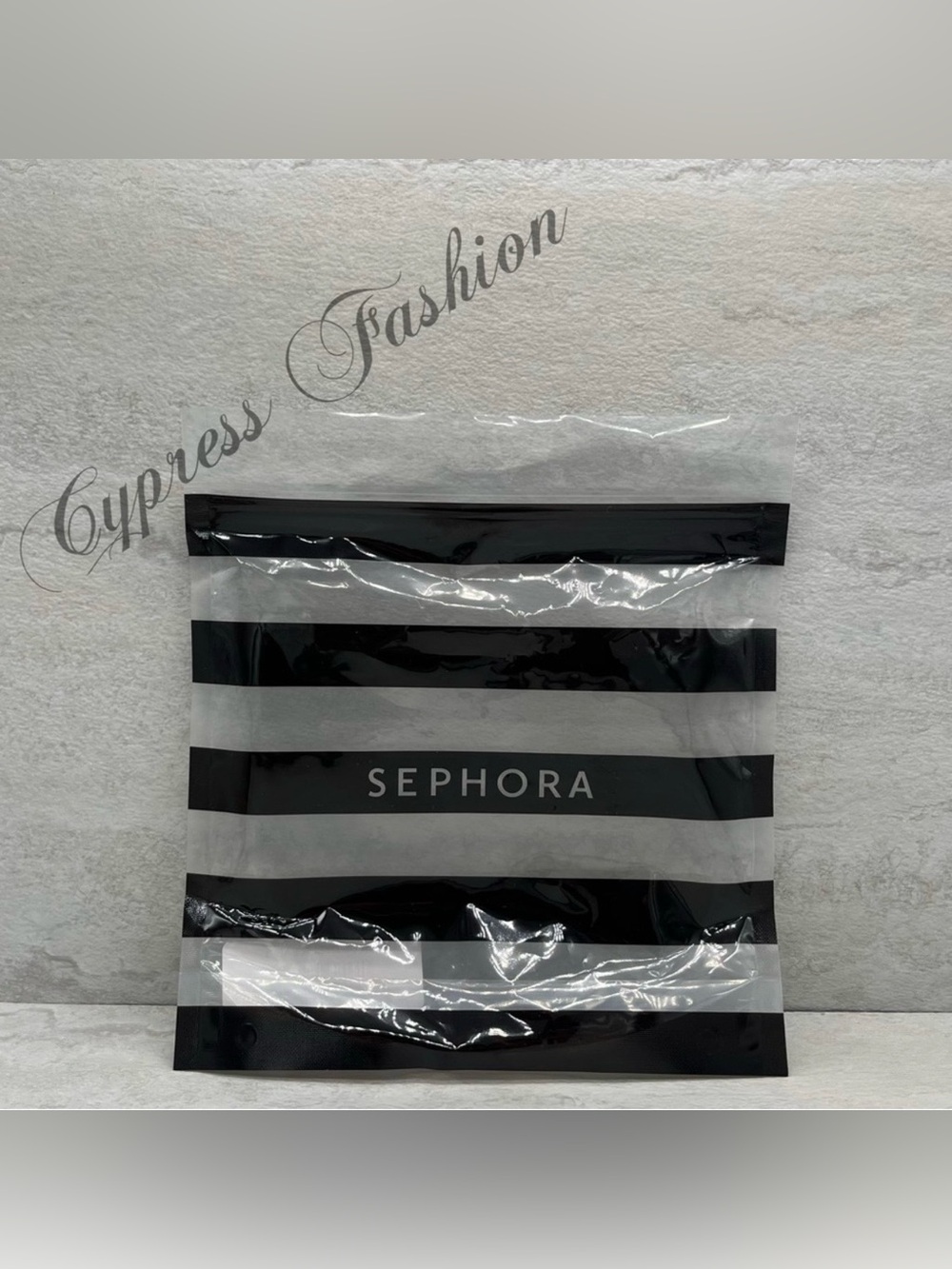 ⚡️$1 Sephora Transparent Black Striped Plastic Gift Bag